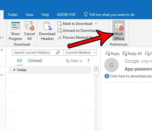 how do i set up cache mode in outlook 2016